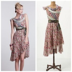 NEW Beguile by Byron Lars Anthropologie Wilderflora Floral Flounce dress 6